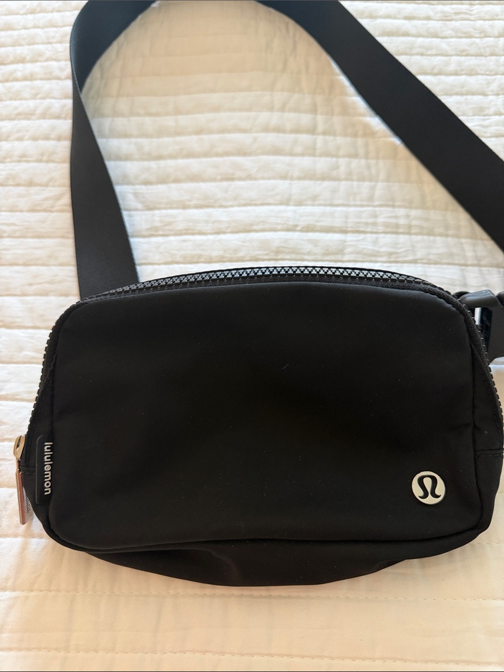lululemon athletica Black Belt Bag with Silver Logo